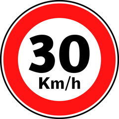 Speed Limit 30 kmh Traffic Sign Vector