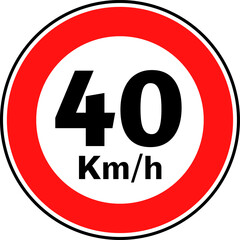 Speed Limit 40 kmh Traffic Sign Vector