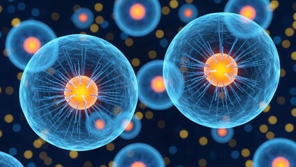 Microscopic View of Two Biological Cells with Nucleus and Cytoplasm biology science