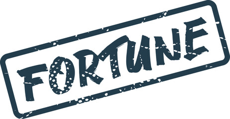 Distressed blue FORTUNE stamp mark for business and financial success messages