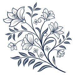Intricate floral branch illustration