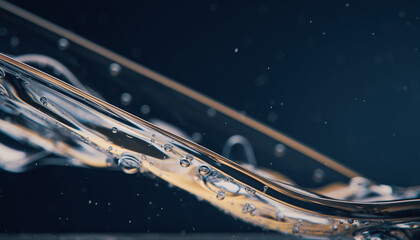 Clear water drops and rain ripples splashing on a cold blue window create a clean abstract liquid motion