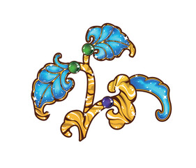 矢量花卉珠宝翡翠古董珍宝奢华古典  © 炳伟 梁