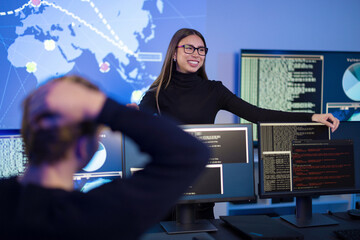 Team analyzing cybersecurity threats in modern security operations center