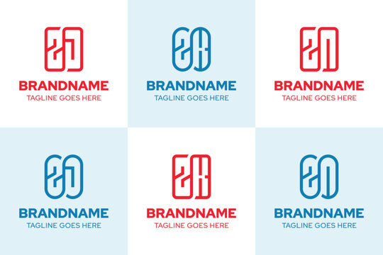 Letters ZJ ZK ZN Monoline Logo Set, symbolizing clarity, simplicity, and modern identity