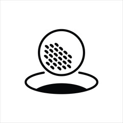 Golf icon. Golf stick, Golf Ball and Golf Flag symbol. For web design. Vector illustration Isolated on white background.