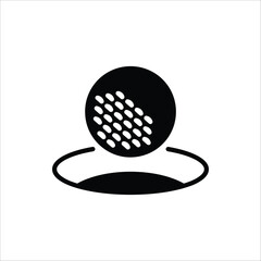 Golf icon. Golf stick, Golf Ball and Golf Flag symbol. For web design. Vector illustration Isolated on white background.
