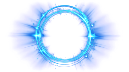 Png Glowing Blue Energy Ring – Futuristic Light Portal with Radiant Sparkle Effects