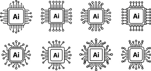 Ai chip icons Vector