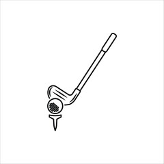 Golf icon. Golf stick, Golf Ball and Golf Flag symbol. For web design. Vector illustration Isolated on white background.
