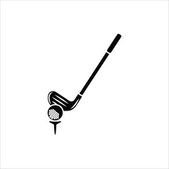 Golf icon. Golf stick, Golf Ball and Golf Flag symbol. For web design. Vector illustration Isolated on white background.