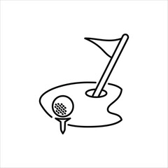 Golf icon. Golf stick, Golf Ball and Golf Flag symbol. Vector illustration for web design. Isolated on white background.
