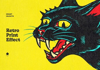 Retro Print Design Effect Mockup