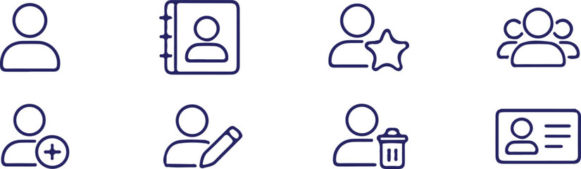 user profile bule line icons set contact vector 8 vector design art