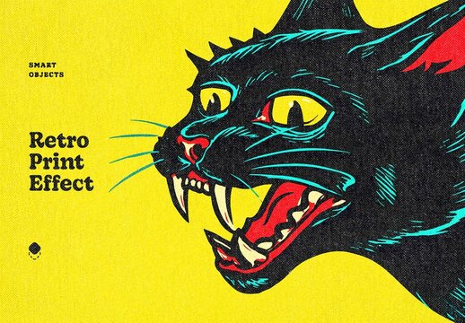 Retro Print Design Effect Mockup