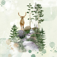 Watercolor forest.