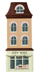 Dutch Christmas House. Winter cottage. Vector.