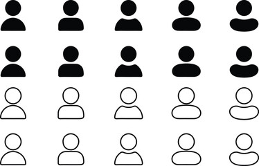 profile person black black line icons set vector silhouette 