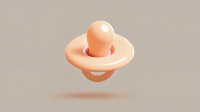 Floating Peach and Pink Baby Pacifier Spinning on Warm Brown Background, 3D Render Video