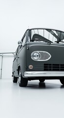 Classic grey van isolated against a clean white background