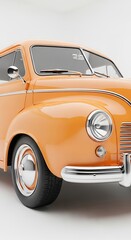 Classic orange car isolated on white background for transportation concepts