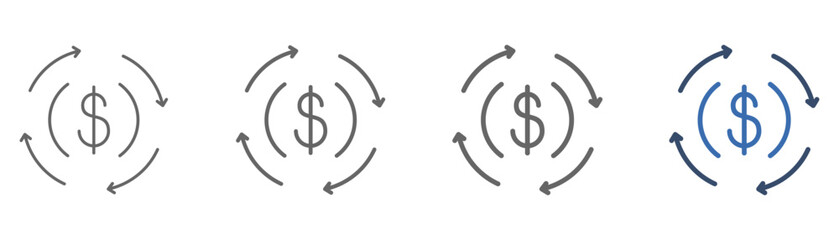 
outline icon set return on investment with four arrows and money design