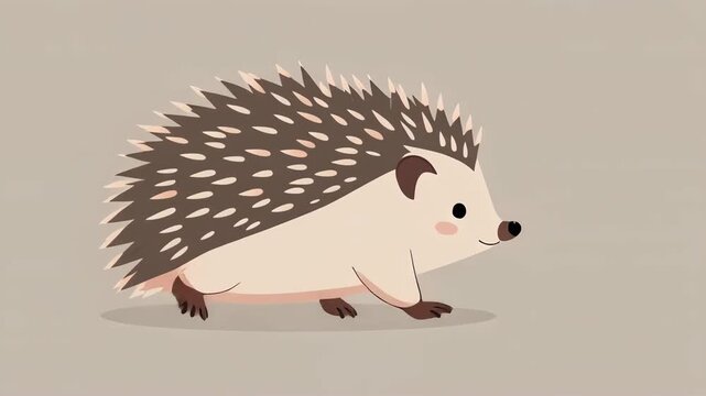 Adorable Animated Hedgehog Walking Cycle on Light Brown Background Loop