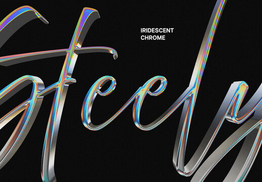 Iridescent Chrome Text Effect Mockup