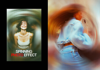 Spinning Blurred Poster Photo Effect Mockup