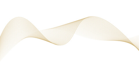Luxury abstract gold wavy line pattern (guilloche curves) with copy space. Elegant golden color smooth gradient on white background. Premium vector striped texture for banner, business backdrop.