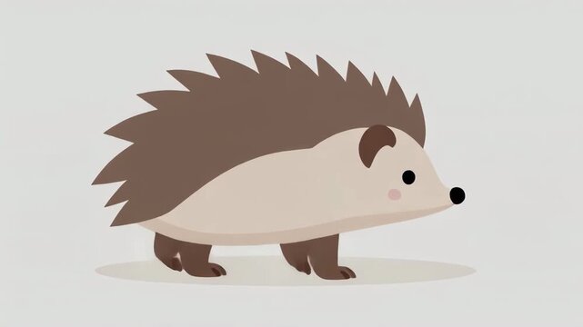 Stylized Animated Hedgehog Walking with Grey Spines on a Clean Light Background