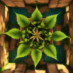 marijuana leaf in the garden