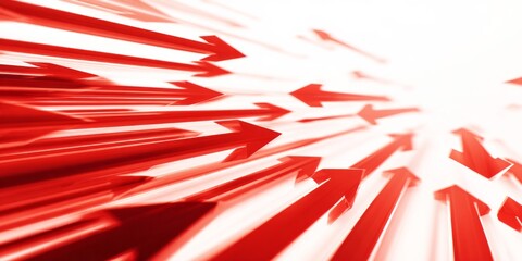 Numerous three dimensional red arrows radiate outward from a central bright point