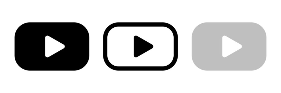Play button icon, music video player start symbol