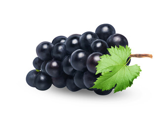 Fresh Black Grapes with Green Leaves Rich in Antioxidants and Vitamins on Transparent Background png