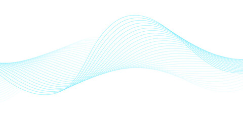 Modern abstract cyan blue wave line background with elegant flowing curves, designed as a minimalist vector motion texture with smooth lines on white or transparent background