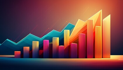 rising bar graph representing growth and success