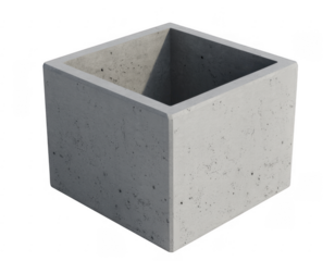 Concrete cube gray concrete square isolated on a transparent background