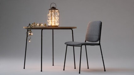 Lantern and Fairy Lights Illuminate Outdoor Seating in Winter

