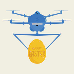 Easter Drone Delivery with Gift Box Holiday Logistics Perfect for Easter marketing, online shopping banners, greeting cards, social media. Vector Illustration.