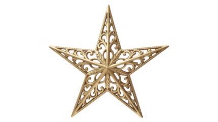 Gold star decoration festive celebration isolated on a transparent background