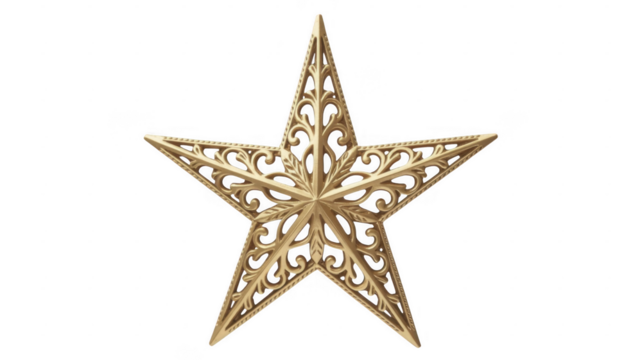 Gold star decoration festive celebration isolated on a transparent background - Powered by Adobe