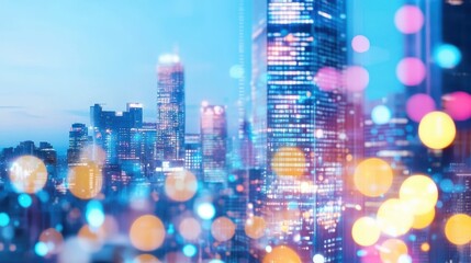 City Lights: A captivating nightscape of a modern metropolis illuminated by countless lights, creating a dynamic display of urban life and futuristic energy. 