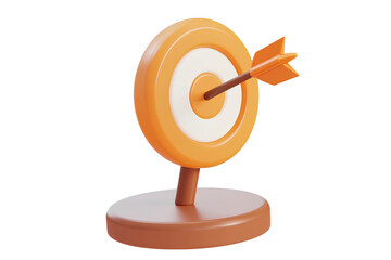 Target with arrow isolated on a transparent background. 3d render.