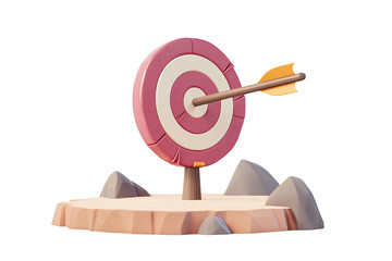 Target with arrow on the transparent background. 3d render illustration.