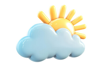 Sun and cloud on a transparent background. 3d rendering.