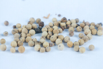 Fresh white pepper isolated on a white background