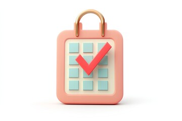 Clipboard with check mark isolated on white background. 3d illustration