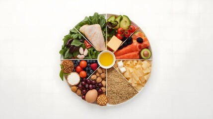 Healthy Balanced Diet Food Circle on White Background