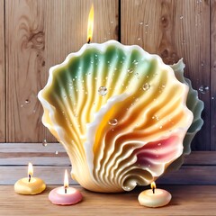 candle and shell
